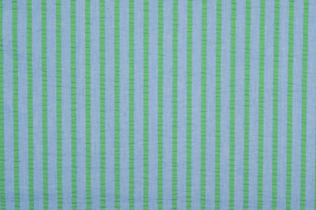 Cotton Blue Green Seersucker Shirt - 3