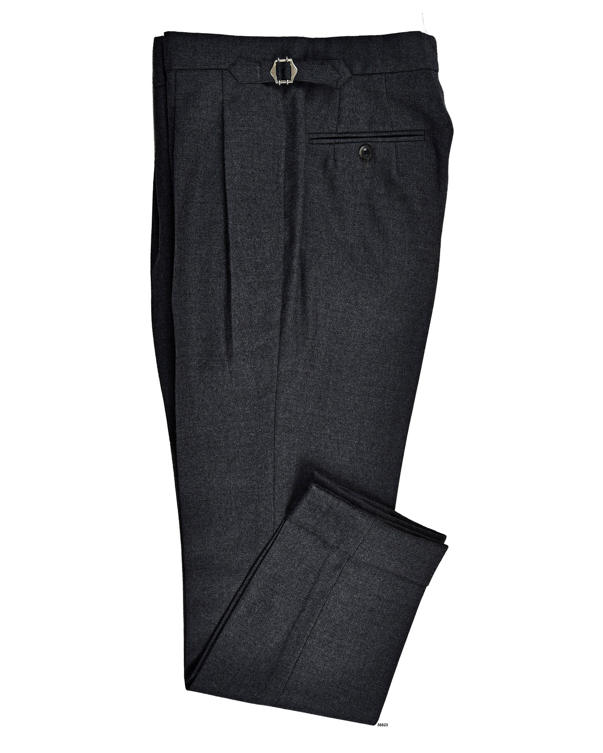 Dugdale Grey Wool Flannel Dress Pant - 1