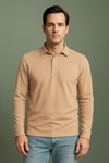 EZS Aria Beige Long Sleeve Polo
