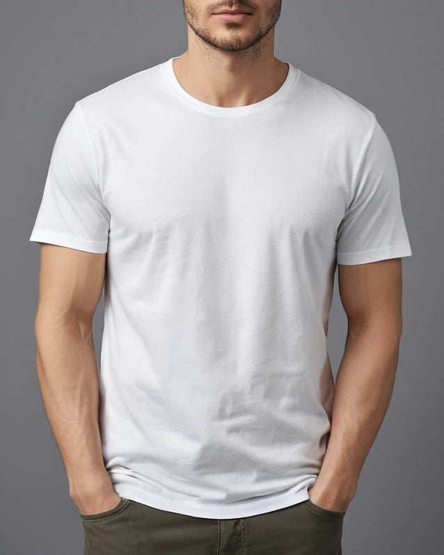 EZS Aria White Crewneck T-Shirt - 1
