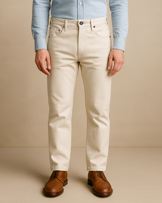 Ecru Twill Denim Jeans