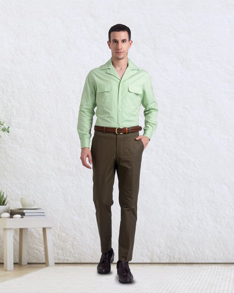 Camp Collar Shirt in Pista Green Plain