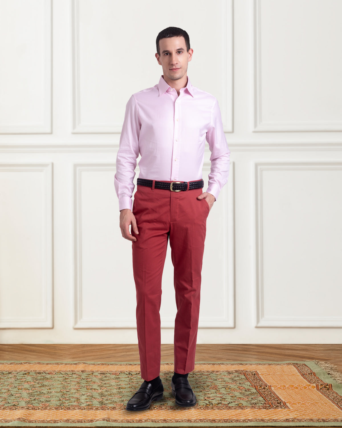 Dugdale Cotton Brick Red Twill Pant - 2
