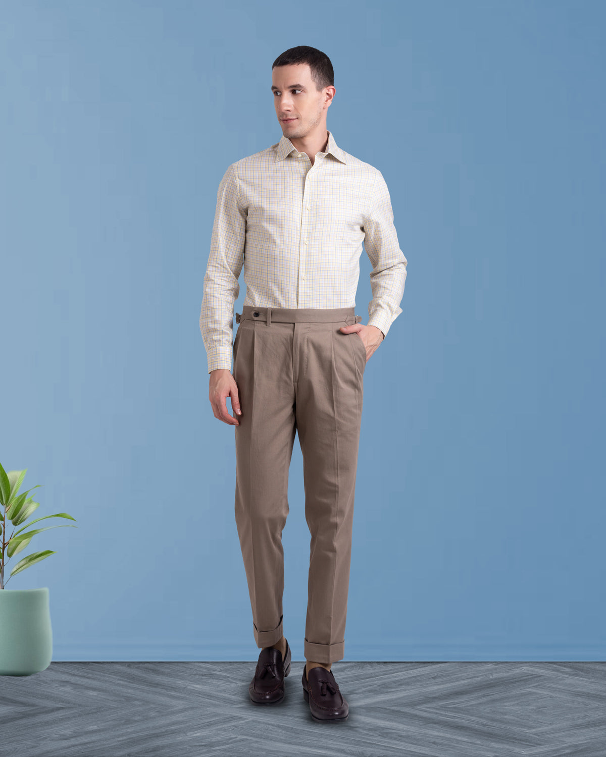 Soft Yellow Blue Tatersall Shirt - 3