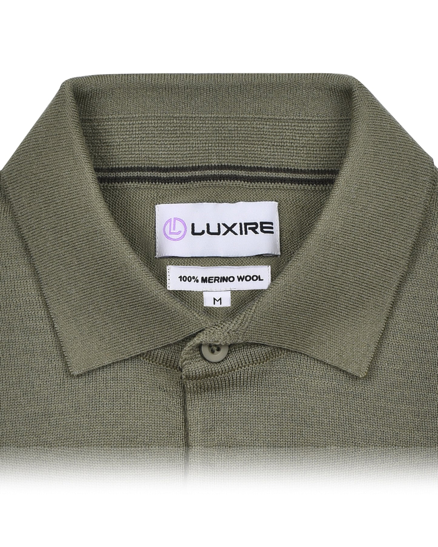 EZS Merino Wool Pale Olive  Long Sleeve Polo