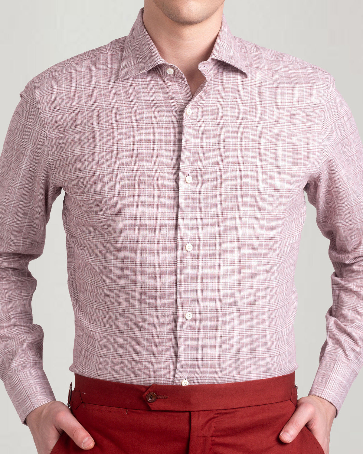 Maroon Prince Of Wales Checks Shirt - 1