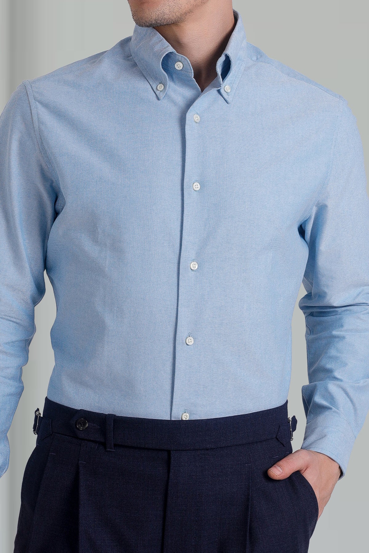 Classic Aqua Blue Oxford Shirt - 5