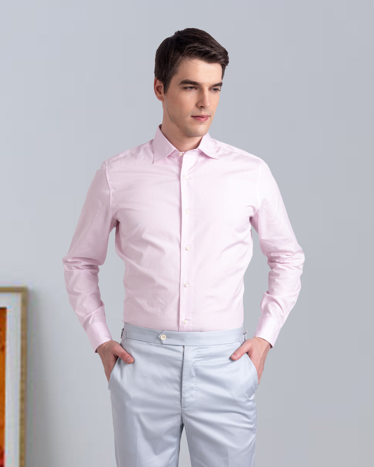 Pale Baby Pink Plain Light Poplin Shirt - 2