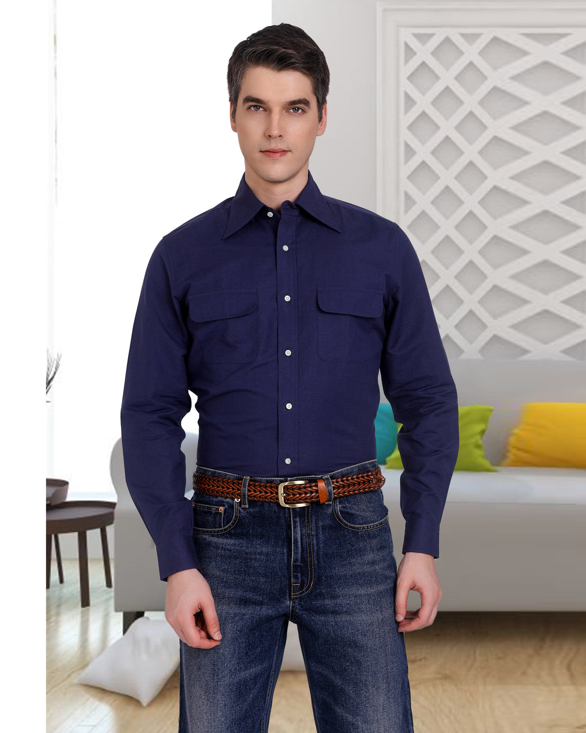 Faded Medium Indigo Washed Jeans - 3