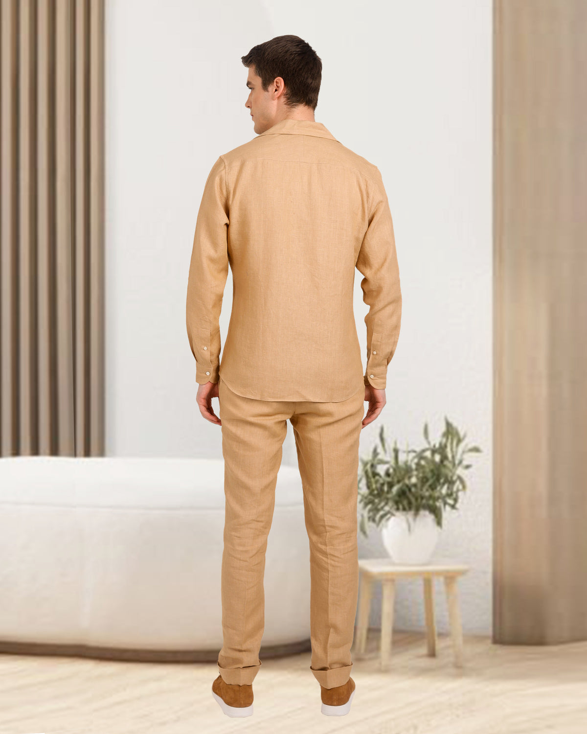 Camp Collar Shirt in Golden Linen - 6