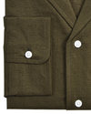 Summer Olive Linen Shirt with one piece collar placket