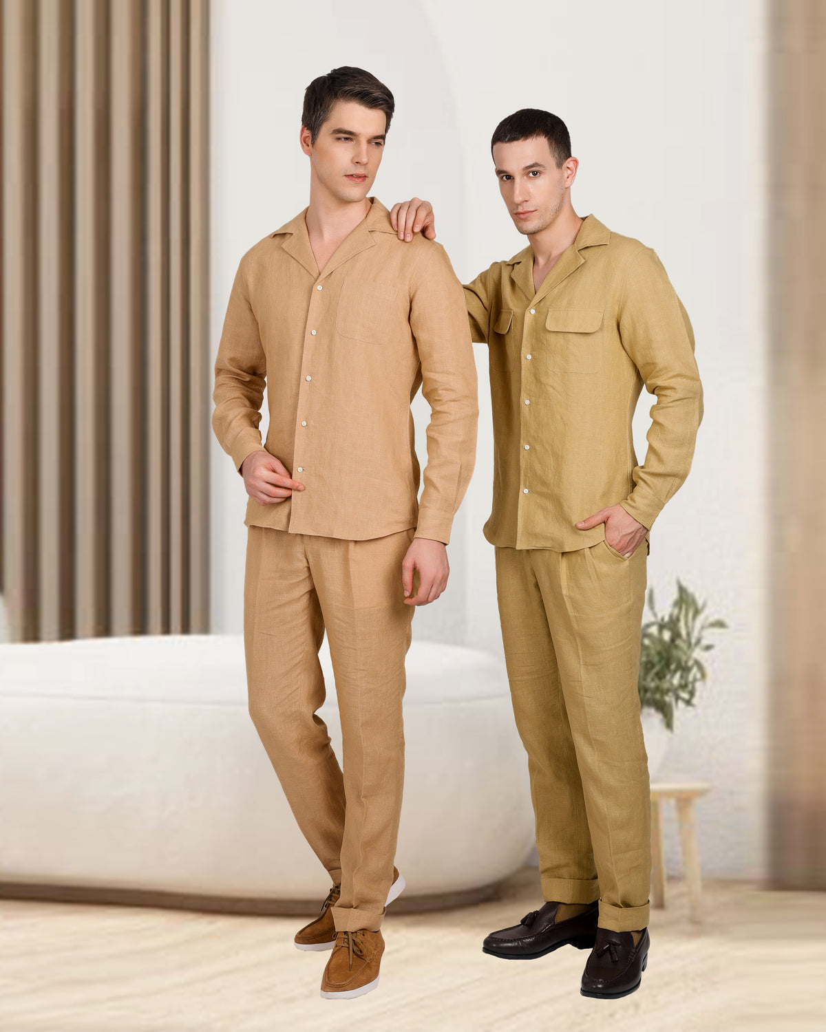 Camp Collar Shirt in Golden Linen - 8
