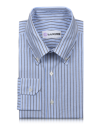 Dark Blue With Black Stripes On White Shirt