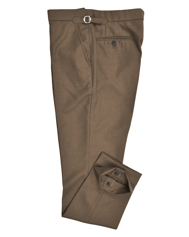 Dugdale Tobacco Wool Flannel Dress Pant