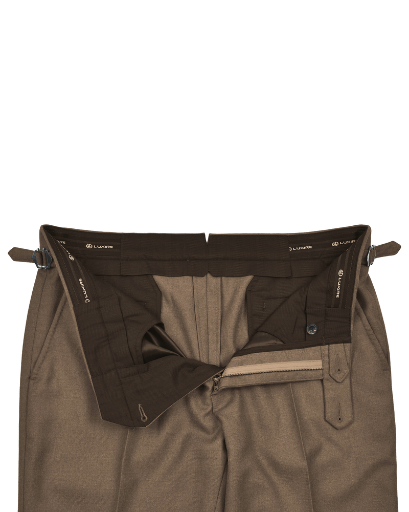 Dugdale Tobacco Wool Flannel Dress Pant