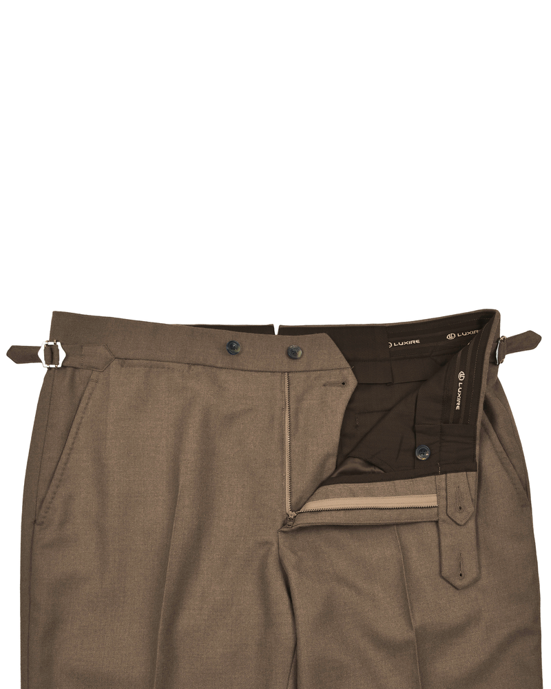 Dugdale Tobacco Wool Flannel Dress Pant