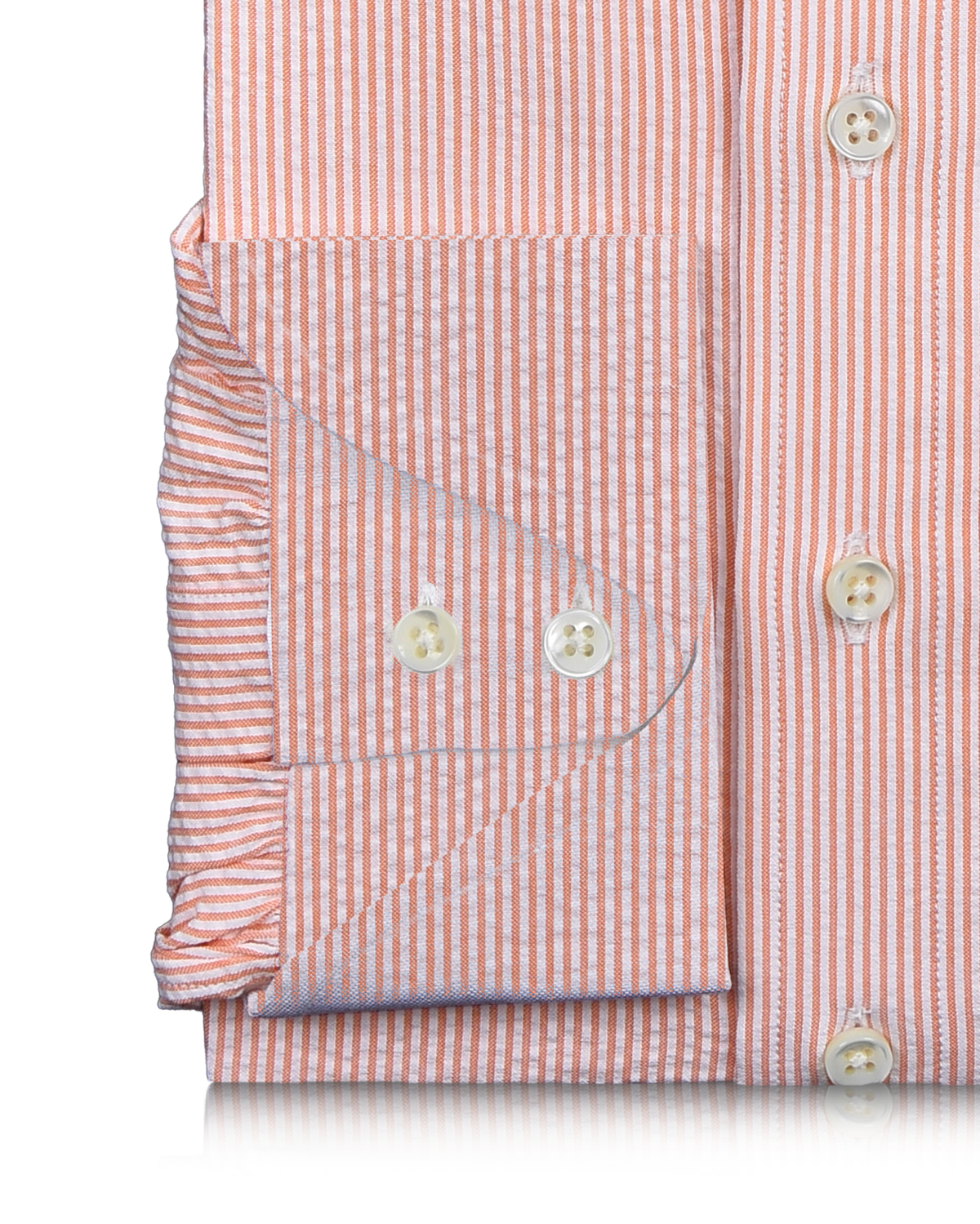 Coral Orange Stripes Seersucker - 3