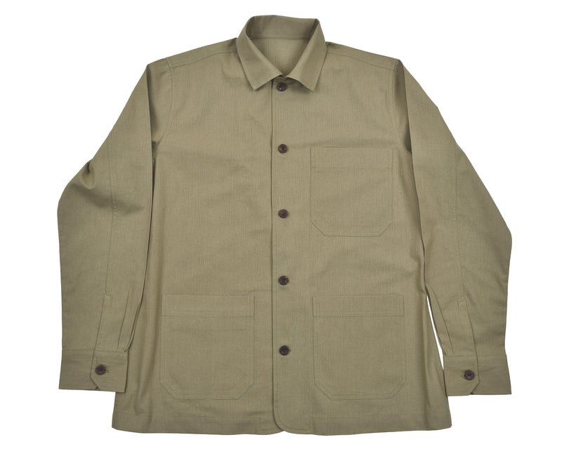 Fresco Cotton Pale Olive Shirt Jacket