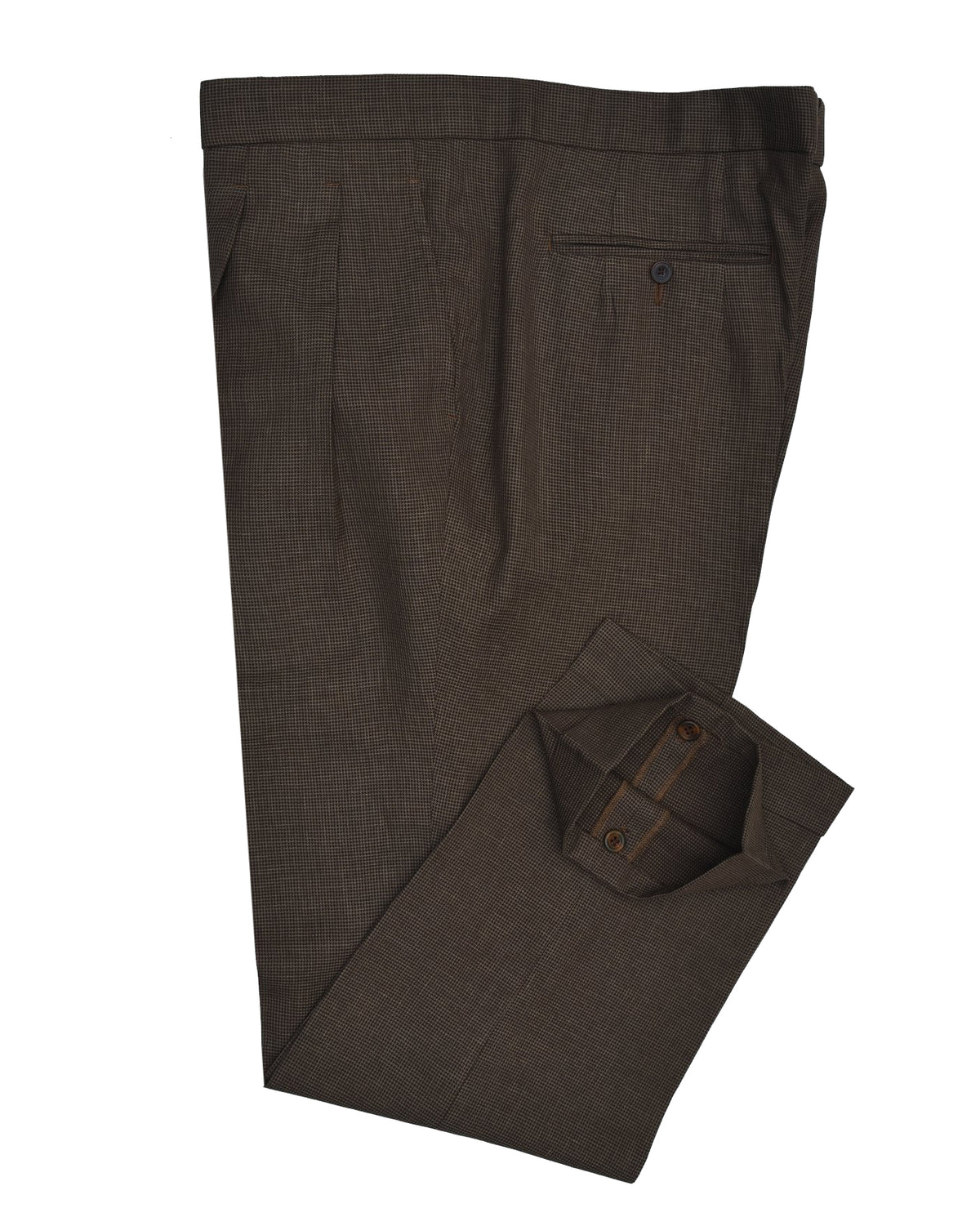 Drapers Tobacco Brown Micro Houndstooth Pants - 3