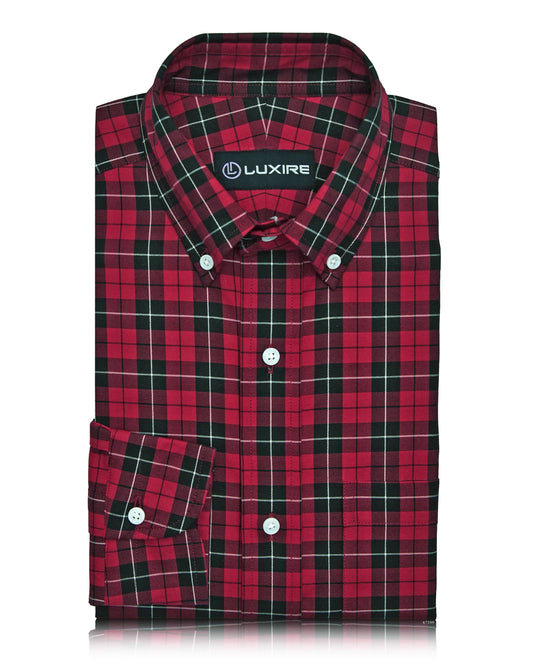 Red Black Tattersall Checks Shirt