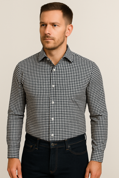 Black Ecru Gingham Shirt