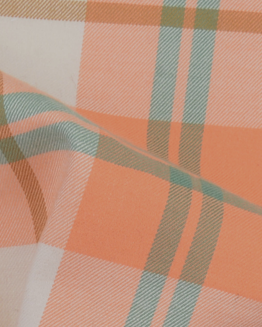Orange Turquoise Cream Madras Checks Twill - 3