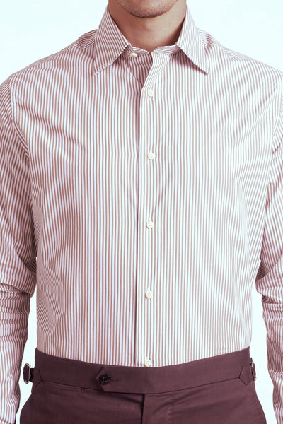 Brown White Candy Stripes Shirt