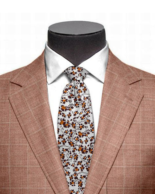EThomas Lustrous Ginger Orange Windowpane Plaid Jacket - 2