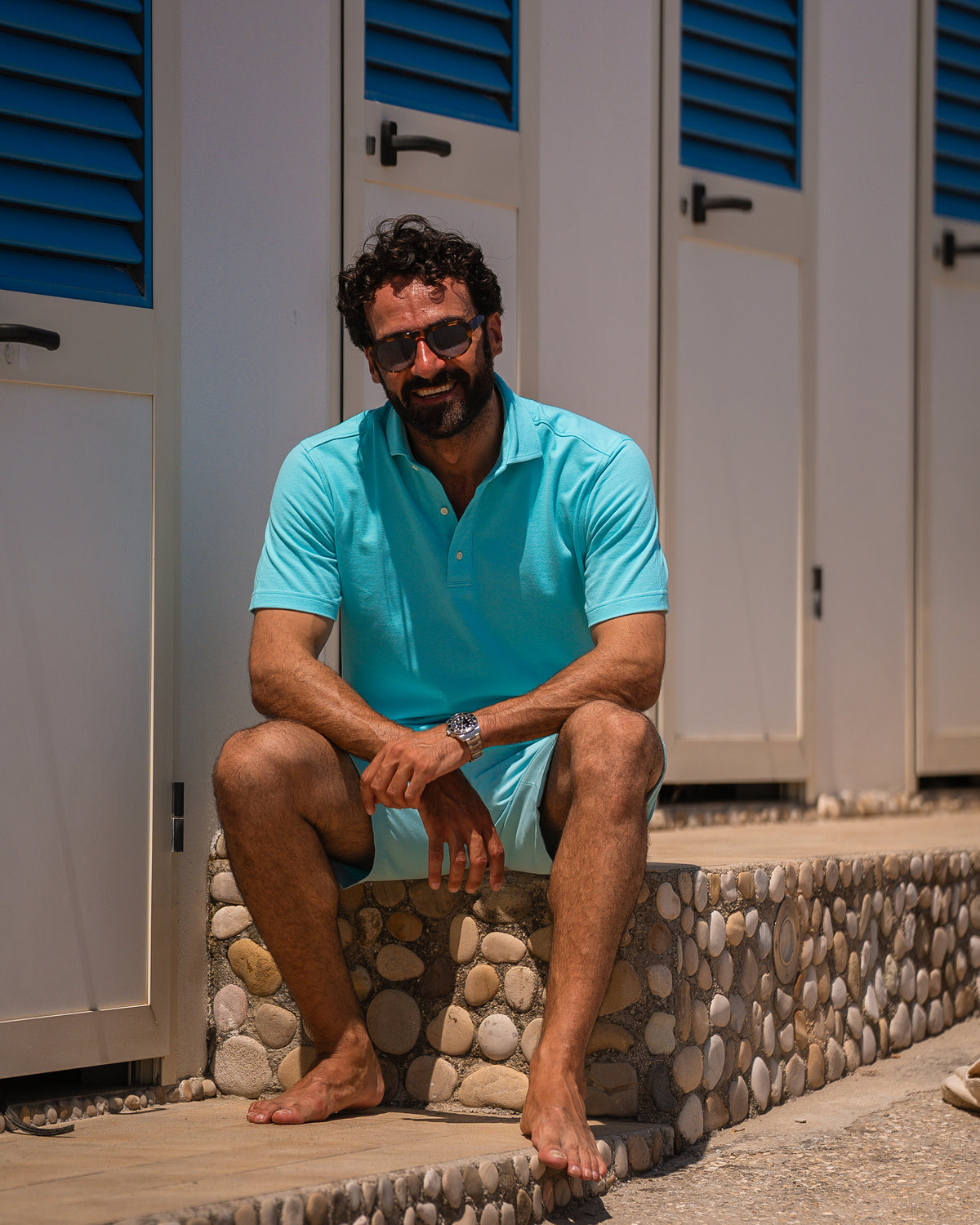 Electric Blue Cotton Twill Shorts - 7