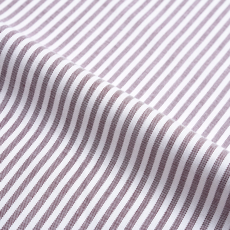 Maroon University Stripes Wrinkle Resistant Oxford Shirt