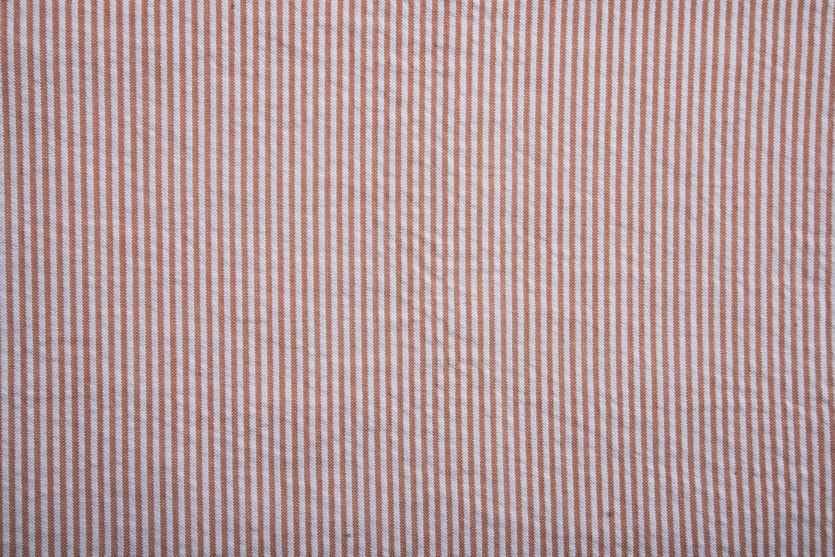 Coral Orange Stripes Seersucker - 6
