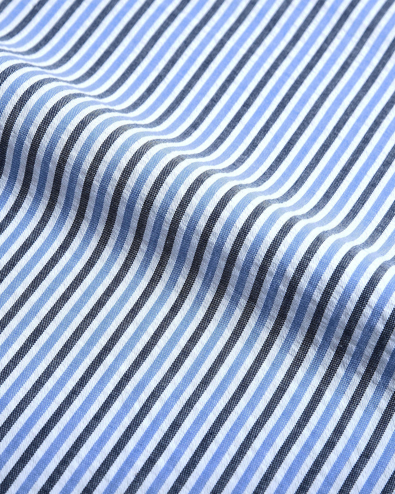 Dark Blue With Black Stripes On White Shirt