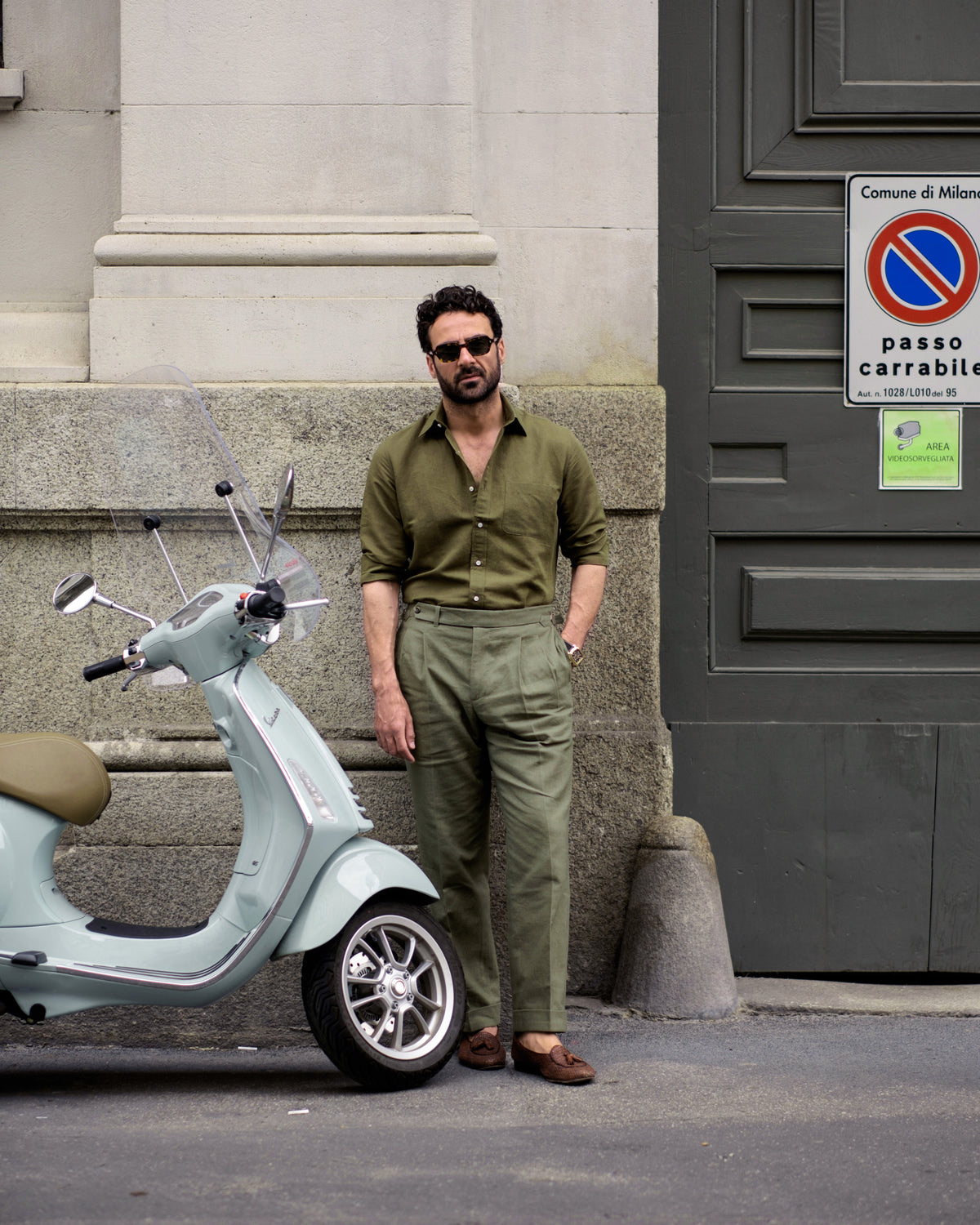 Linen Fresco Olive Green Dress Pant - 7