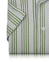 Summer Camp Collar Casual Shirt in White and Green Stripes