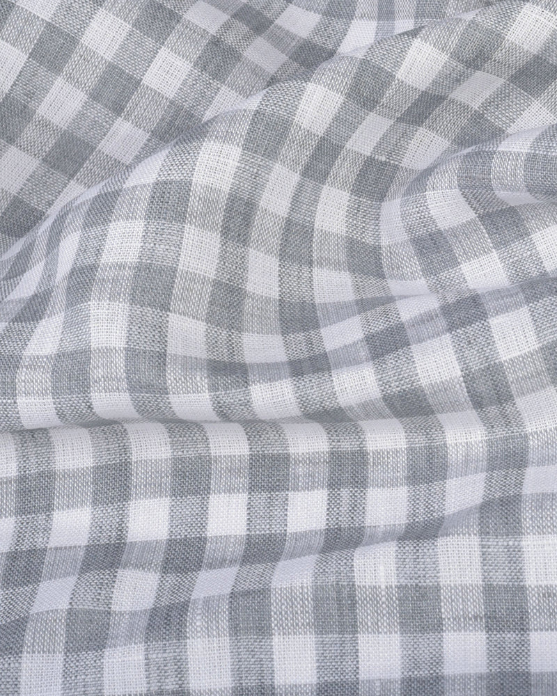 Albini Linen: Grey White Gingham