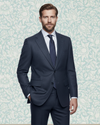 Dugdale Navy Blue Wool Flannel Suit