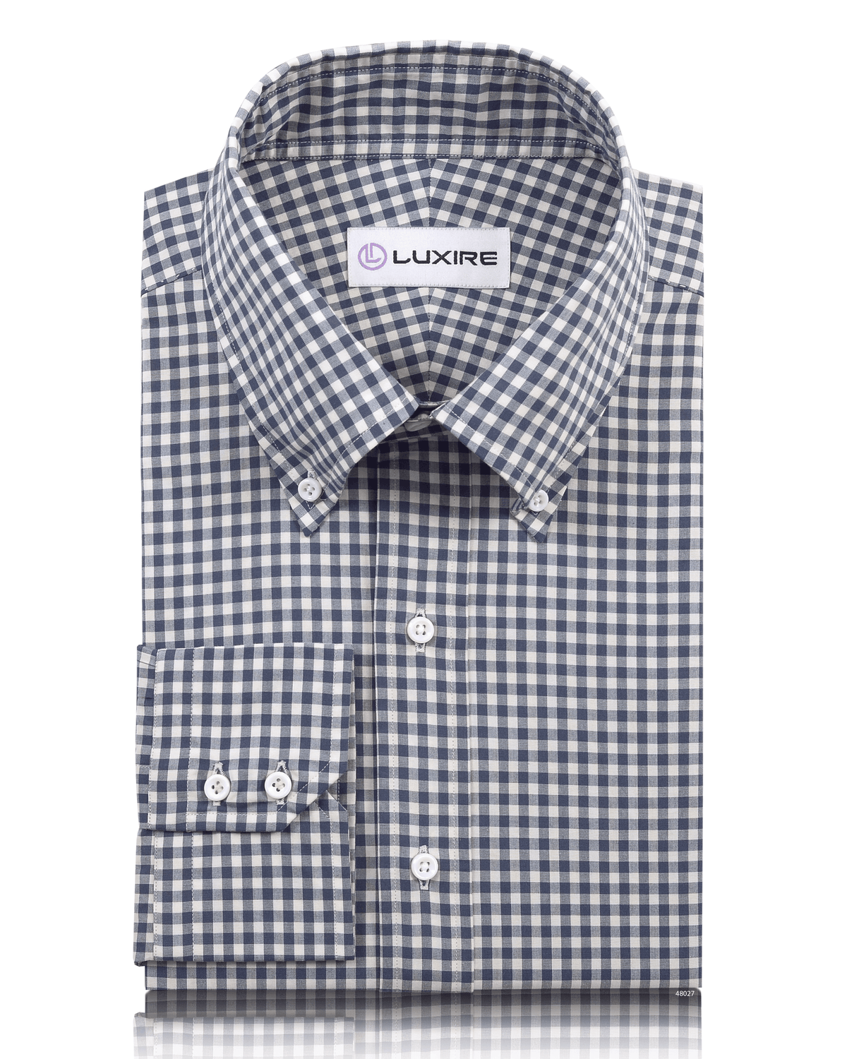 Faded Dark Navy Gingham On White Shirt - 1