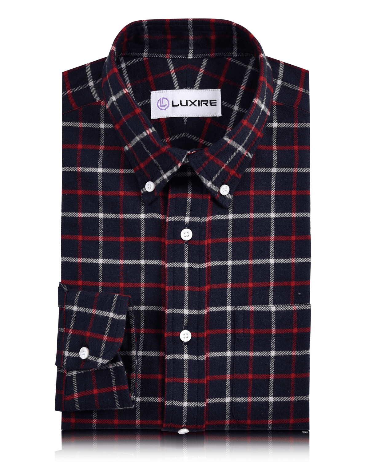 Red White on Navy Tattersall Twill Flannel - 1