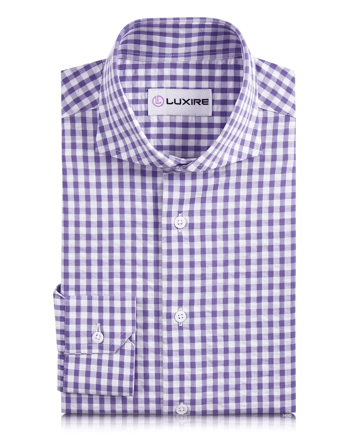 Purple White Gingham Checks Seersucker - 1
