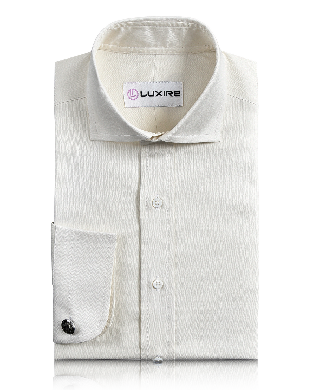 Ecru Herringbone Self Stripes Shirt - 1