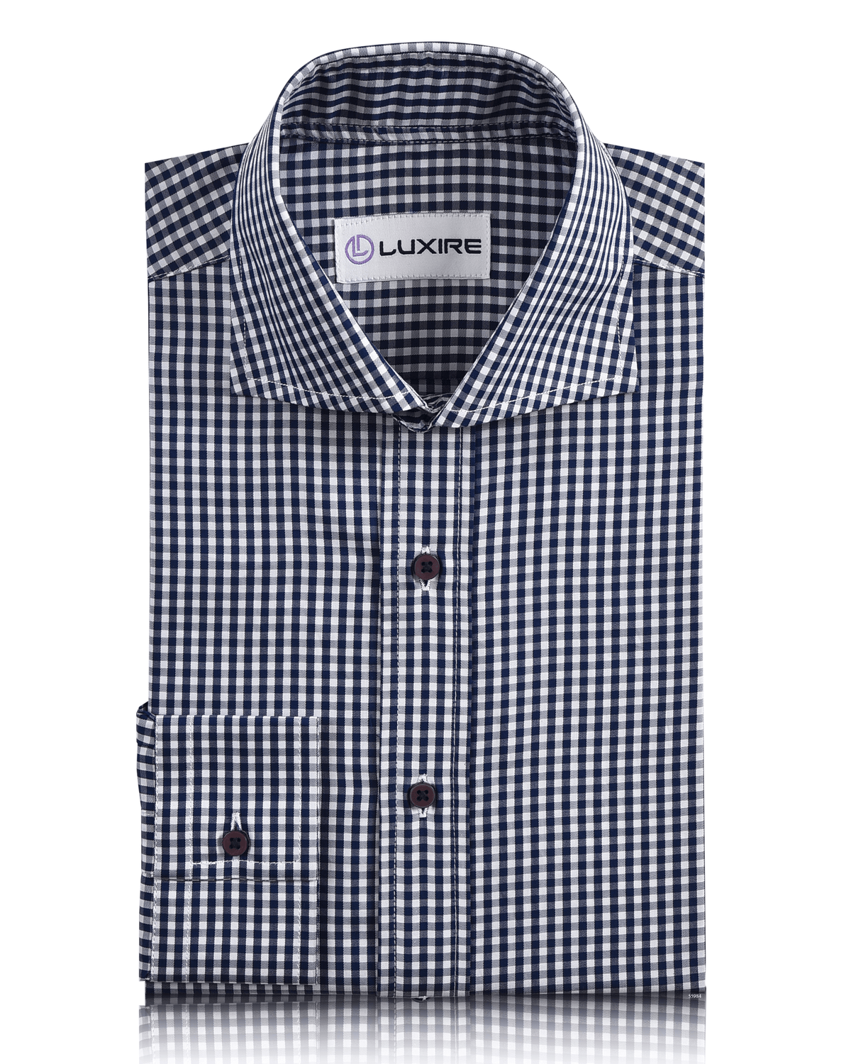 Navy and White Macro Gingham Checks Shirt - 1