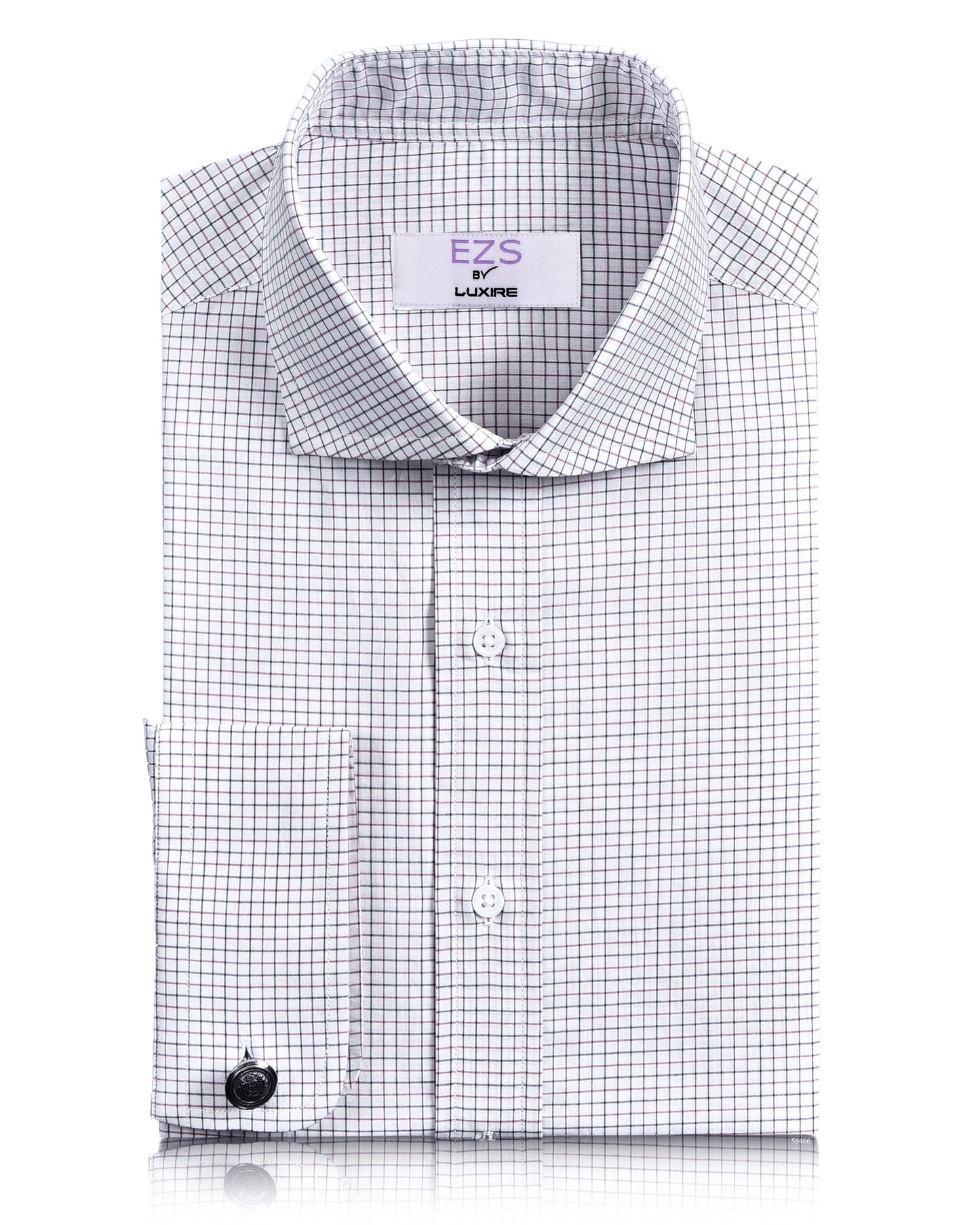 EZS Mauve Black Tattersall Checks on White Shirt