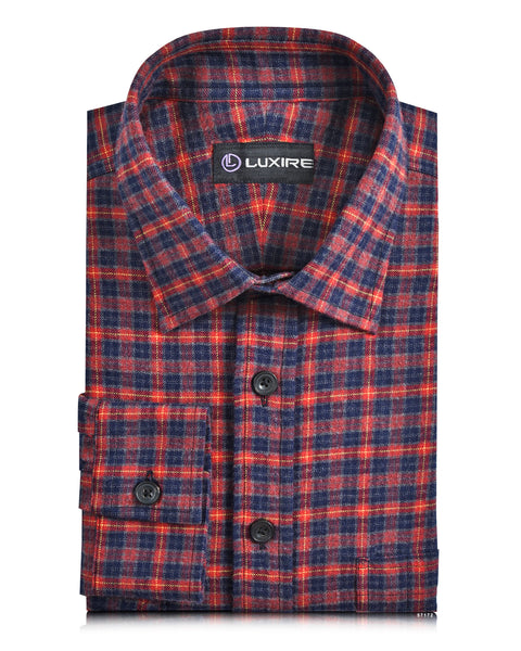Red Navy Grey Tattersall Work Shirt