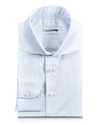 Luxire Priviledge: Pale Blue Pin Stripes On White Dobby Shirt