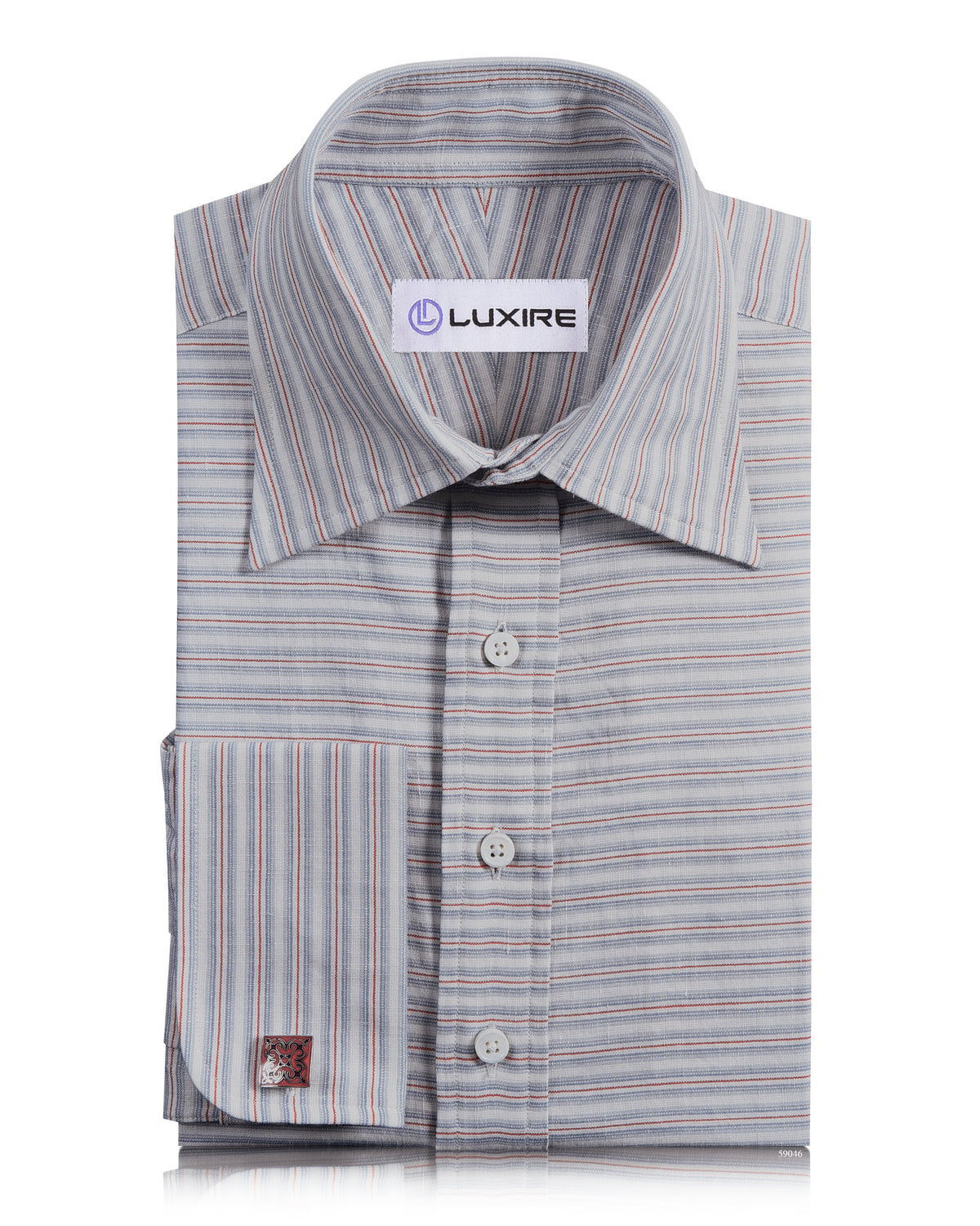 Cotton Linen: Blue Red Alternate Stripes - 1