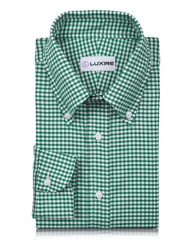 Oxford Lincoln Green Gingham on White