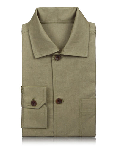 Fresco Cotton Pale Olive Shirt Jacket