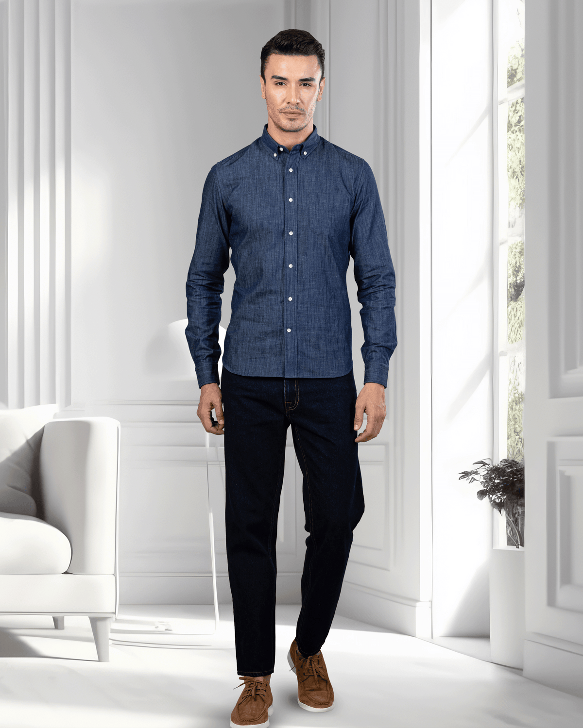 Dark Blue Denim Shirt - 5