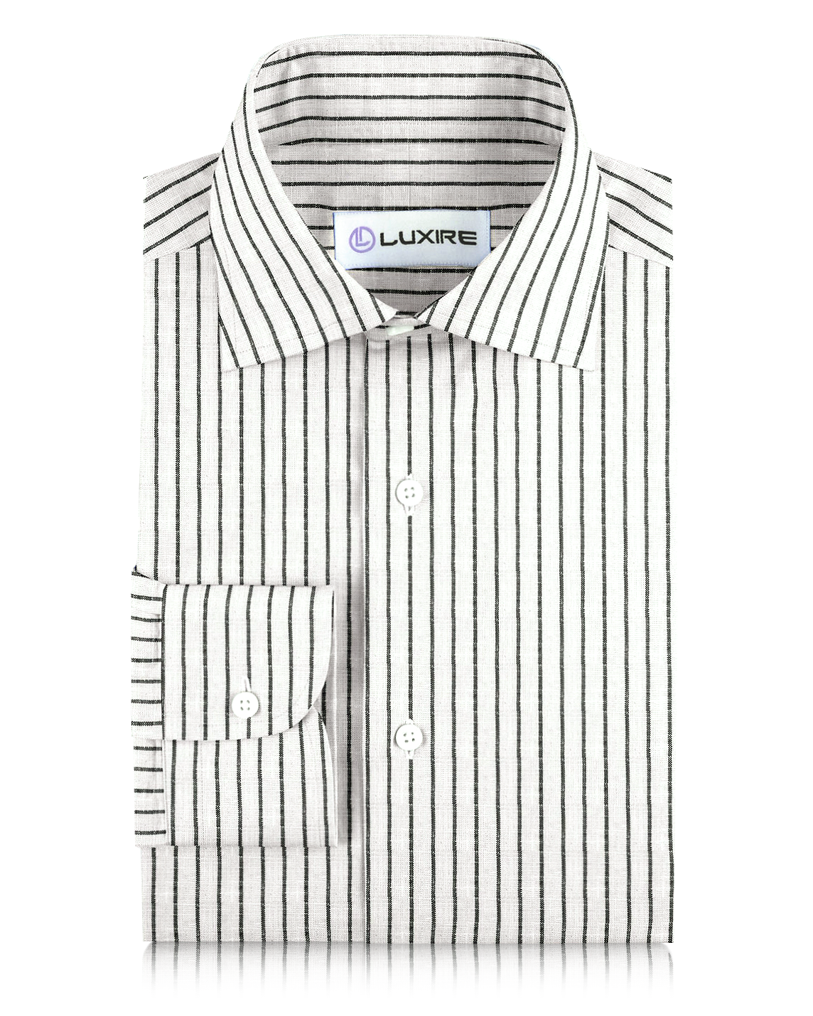 White Black Pin Stripes Linen - 1