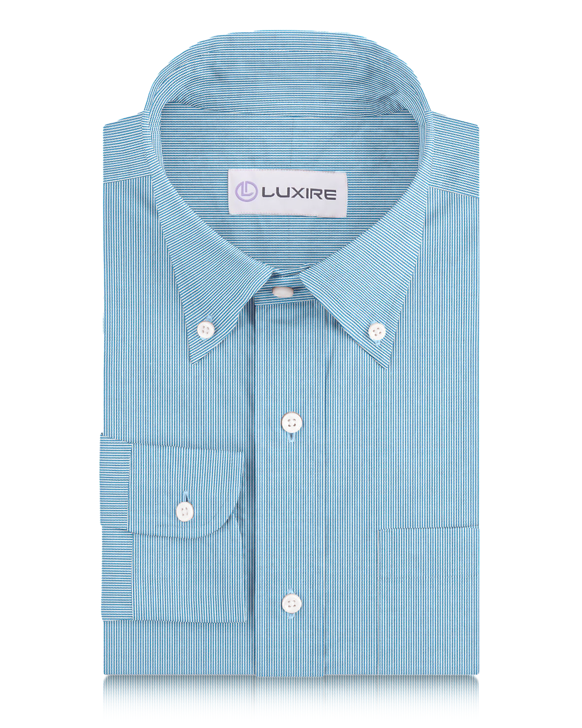 Linen: Candy Blue White Thin Dress Stripes - 1